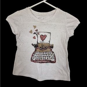 BOGO 🥳 Arizona Jean Co. off white short sleeve T-shirt | girls M 8 typewriter